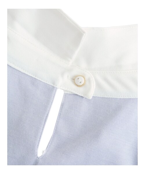 MAJESTIC LEGON（マジェスティックレゴン）の「【予約】袖異素材衿付プルオーバー（トップス・レディース・ラベンダー/アイボリー/サックス/グレー・Free）」の4枚目の写真