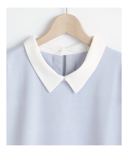 MAJESTIC LEGON（マジェスティックレゴン）の「【予約】袖異素材衿付プルオーバー（トップス・レディース・ラベンダー/アイボリー/サックス/グレー・Free）」の2枚目の写真