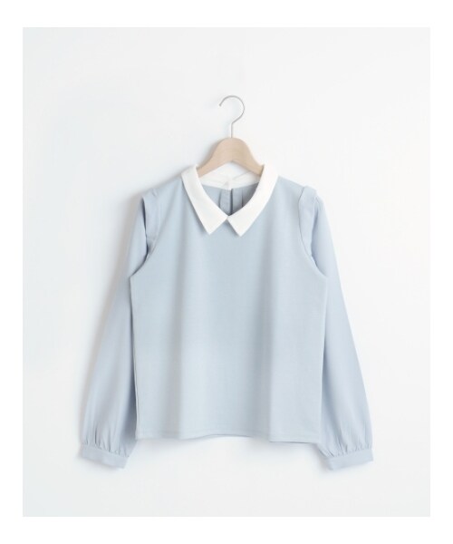 MAJESTIC LEGON（マジェスティックレゴン）の「【予約】袖異素材衿付プルオーバー（トップス・レディース・ラベンダー/アイボリー/サックス/グレー・Free）」の8枚目の写真