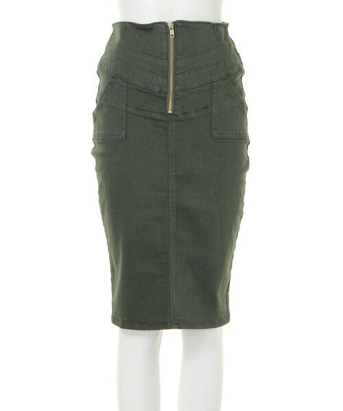 MURUA（ムルーア）の「【CASUAL】センターZIPカラータイトスカート（スカート・レディース・ホワイト/ブラック/カーキ・1/2）」の3枚目の写真