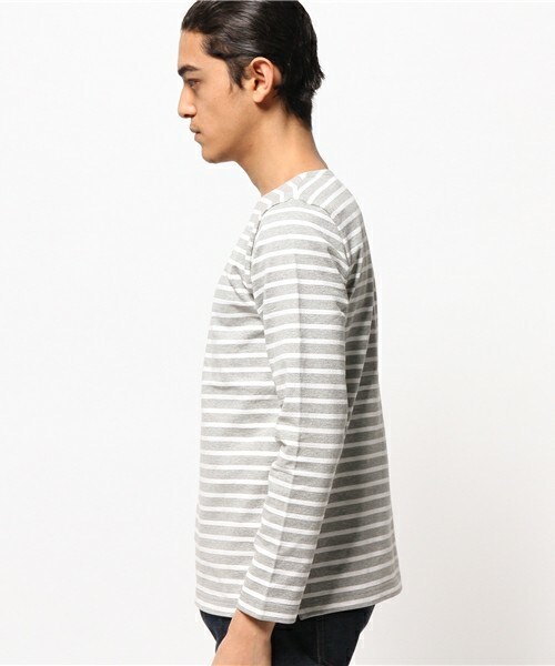 FREDY&GLOSTER(フレディアンドグロスター)の「16/2 天竺ボーダー(Tシャツ/カットソー・メンズ・ホワイト/グレー/ネイビー・MEDIUM/LARGE)」の5枚目の写真
