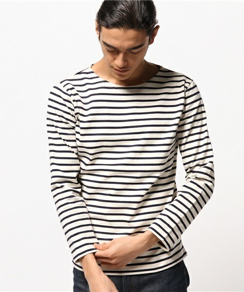 FREDY&GLOSTER(フレディアンドグロスター)の「16/2 天竺ボーダー(Tシャツ/カットソー・メンズ・ホワイト/グレー/ネイビー・MEDIUM/LARGE)」の1枚目の写真