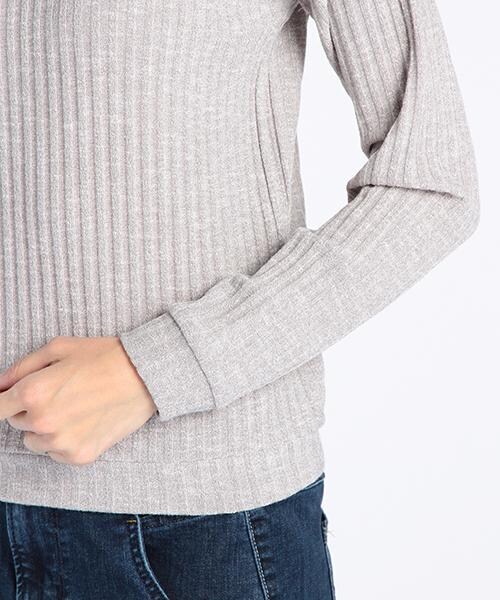 DOUBLE NAME(ダブルネーム)の「太リブ編みハイネックプルオーバーニット(トップス・レディース・ブルー/グレー/オフシロ・FREE)」の7枚目の写真