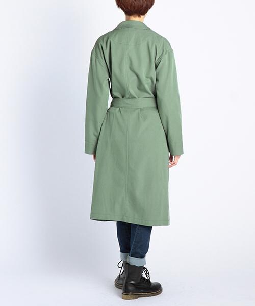 DOUBLE NAME(ダブルネーム)の「ベルト付きロングガウン風コート(ジャケット/アウター・レディース・ブラック/カーキ/グレー・FREE)」の5枚目の写真