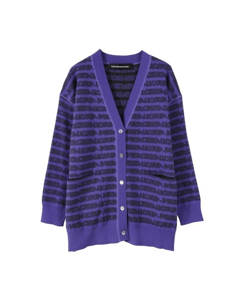 mercibeaucoup,(メルシーボークー)の「メルシーボークー、 / ロゴジャカーデ / カーディガン(トップス・レディース・white/purple/red・01)」の2枚目の写真