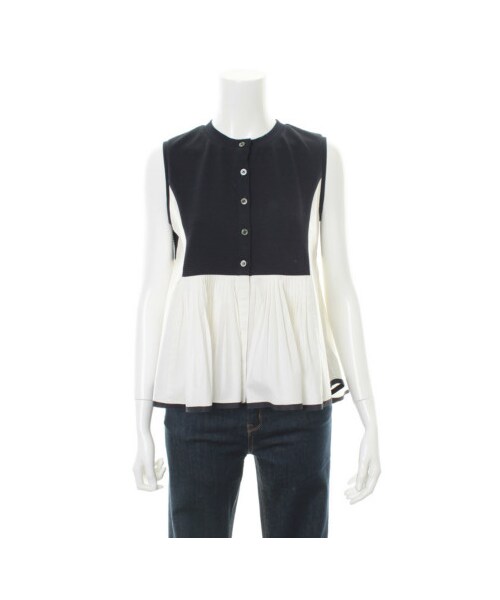 31 Sons de mode（トランテアン　ソン　ドゥ　モード）の「【ローラ着用アイテム】リップル布帛切替フレアノースリーブプルオーバー《予約アイテム》（Tシャツ・カットソー・レディース・オフホワイト/ネイビー/ベージュ・３６）」の3枚目の写真