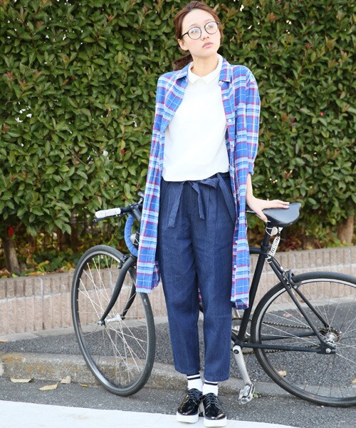 LOWRYS FARM(ローリーズファーム)の「★先行予約アイテム★パジャマチェックシャツワンピースロングスリーブ(ワンピース/ドレス・レディース・オフ/ブルー・M/L)」の2枚目の写真