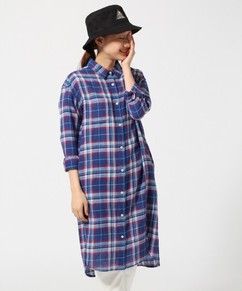 LOWRYS FARM(ローリーズファーム)の「★先行予約アイテム★パジャマチェックシャツワンピースロングスリーブ(ワンピース/ドレス・レディース・オフ/ブルー・M/L)」の3枚目の写真