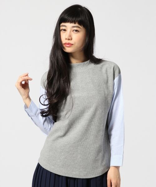 GLOBAL WORK（グローバルワーク）の「シャツスリーブプルオーバー9分袖（トップス・レディース・ホワイト05/グレー12/ネイビー88・Ｍ/Ｌ）」の2枚目の写真