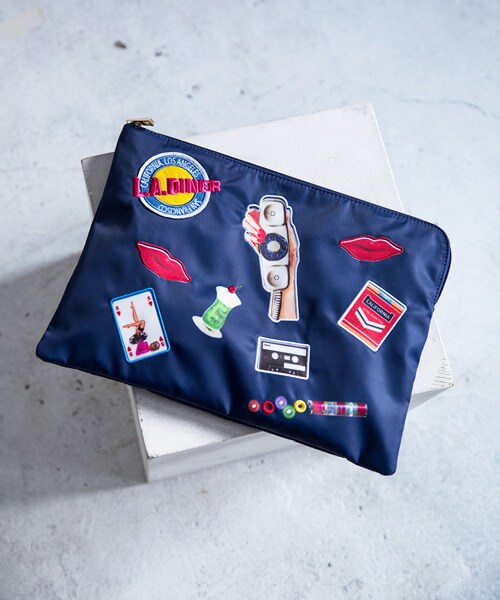 JEANASIS（ジーナシス）の「ボーリングシシュウクラッチバッグ（バッグ・レディース・イエロー/ネイビー・FREE）」の2枚目の写真