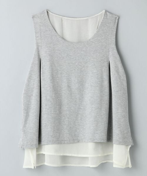 JEANASIS（ジーナシス）の「【先行予約】リバーシブルユルバックカサネノースリーブ（トップス・レディース・オフホワイト×ホワイト/ブラック×ネイビー/グレ×ホワイト・FREE）」の2枚目の写真