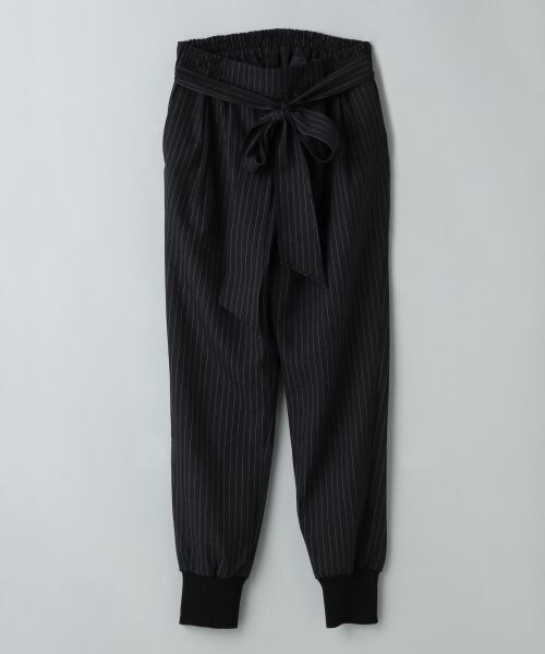 JEANASIS（ジーナシス）の「【先行予約】リボンツキスソリブパンツ（パンツ・レディース・グレーストライプ/ダークネイビーストライプ・FREE）」の2枚目の写真