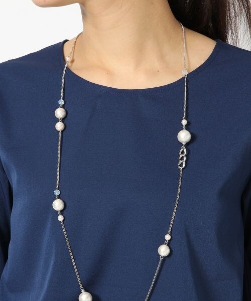 BLISS POINT Womens（ブリスポイント ウイメンズ）の「カサネオールインワン6分袖（トップス・レディース・グレイッシュベージュ/ピンク/ネイビー・Ｍ/Ｌ）」の6枚目の写真