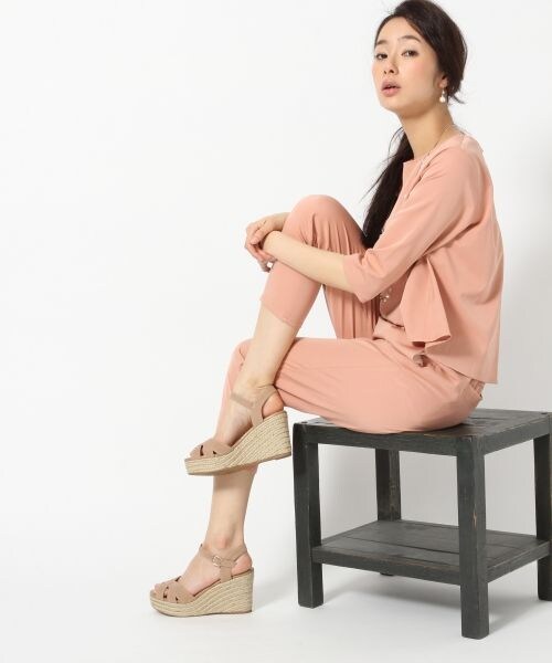 BLISS POINT Womens（ブリスポイント ウイメンズ）の「カサネオールインワン6分袖（トップス・レディース・グレイッシュベージュ/ピンク/ネイビー・Ｍ/Ｌ）」の14枚目の写真