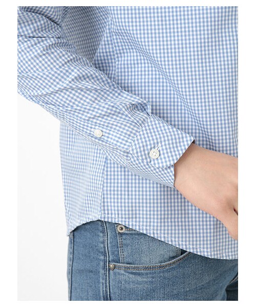 earth music&ecology（アースミュージックアンドエコロジー）の「【シャキシャキシャツ】ギンガムチェック（シャツ・ブラウス・レディース・ブラック/ライトピンク/レッド/イエロー/グリーン/サックスブルー/ネイビー/ラベンダー・S/M）」の5枚目の写真