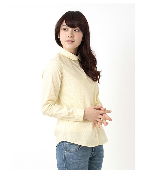 earth music&ecology（アースミュージックアンドエコロジー）の「【シャキシャキシャツ】ギンガムチェック（シャツ・ブラウス・レディース・ブラック/ライトピンク/レッド/イエロー/グリーン/サックスブルー/ネイビー/ラベンダー・S/M）」の10枚目の写真