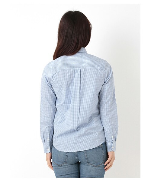 earth music&ecology（アースミュージックアンドエコロジー）の「【シャキシャキシャツ】ギンガムチェック（シャツ・ブラウス・レディース・ブラック/ライトピンク/レッド/イエロー/グリーン/サックスブルー/ネイビー/ラベンダー・S/M）」の3枚目の写真