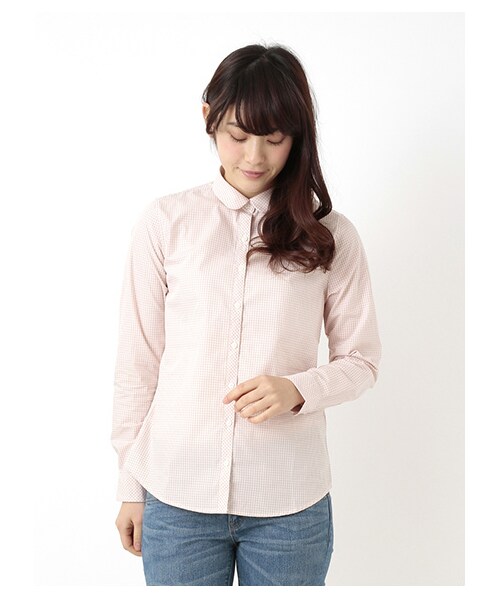 earth music&ecology（アースミュージックアンドエコロジー）の「【シャキシャキシャツ】ギンガムチェック（シャツ・ブラウス・レディース・ブラック/ライトピンク/レッド/イエロー/グリーン/サックスブルー/ネイビー/ラベンダー・S/M）」の8枚目の写真