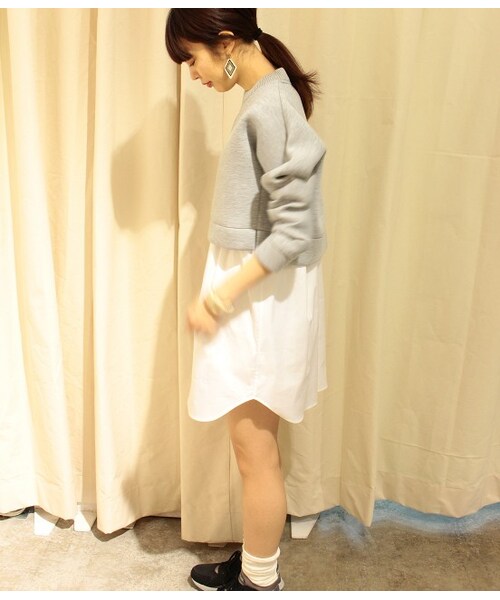 ADAM ET ROPE'（アダムエロペ）の「【先行予約】スウェットコンビシャツワンピース 15SS【春の新作】（ワンピース/ドレス・レディース・ブラック/グレー/ネイビー・38）」の5枚目の写真