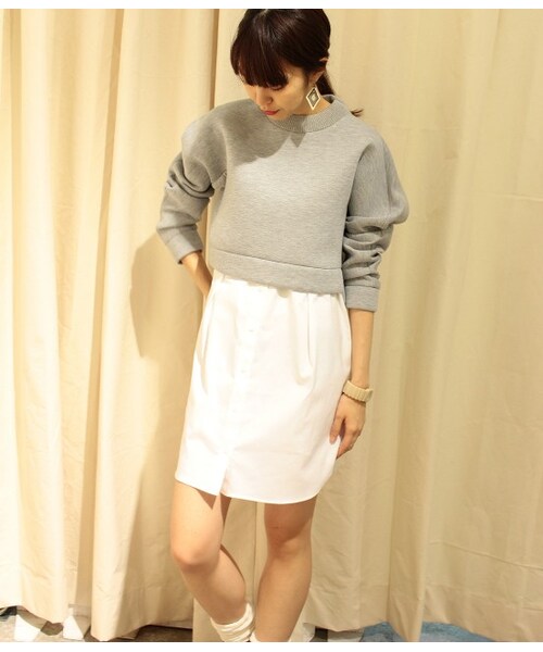 ADAM ET ROPE'（アダムエロペ）の「【先行予約】スウェットコンビシャツワンピース 15SS【春の新作】（ワンピース/ドレス・レディース・ブラック/グレー/ネイビー・38）」の2枚目の写真