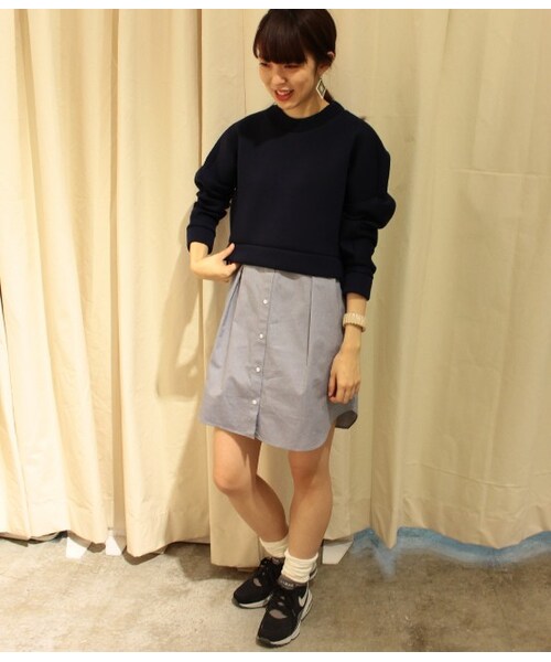 ADAM ET ROPE'（アダムエロペ）の「【先行予約】スウェットコンビシャツワンピース 15SS【春の新作】（ワンピース/ドレス・レディース・ブラック/グレー/ネイビー・38）」の12枚目の写真