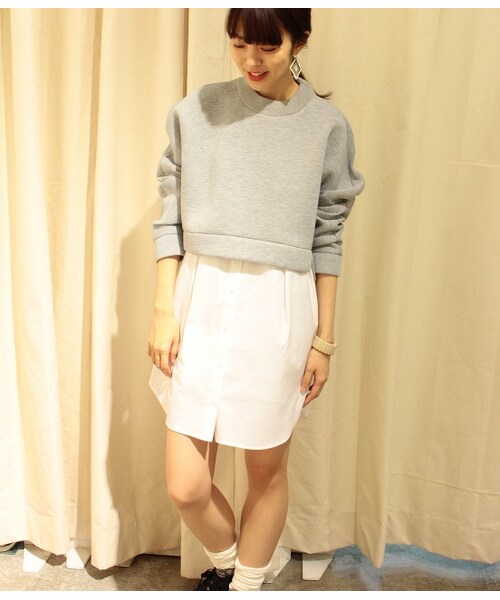 ADAM ET ROPE'（アダムエロペ）の「【先行予約】スウェットコンビシャツワンピース 15SS【春の新作】（ワンピース/ドレス・レディース・ブラック/グレー/ネイビー・38）」の10枚目の写真