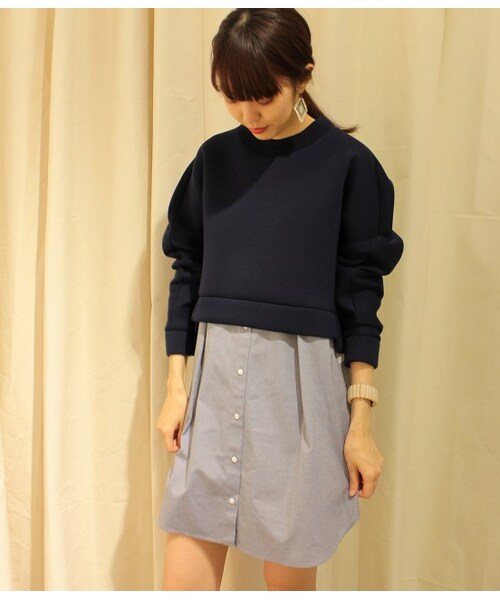 ADAM ET ROPE'（アダムエロペ）の「【先行予約】スウェットコンビシャツワンピース 15SS【春の新作】（ワンピース/ドレス・レディース・ブラック/グレー/ネイビー・38）」の3枚目の写真