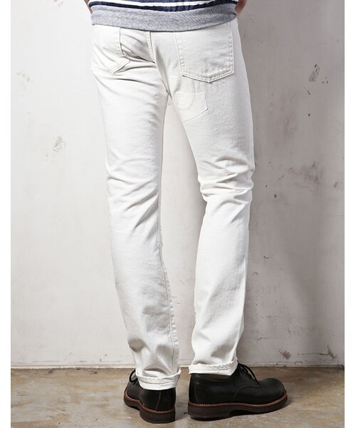 MR.OLIVE(ミスターオリーブ)の「MR.OLIVE SUPIMA WHITE SALVAGE DENIM / POUCH WORK REMAKE TAPERED SLIM JEANS(パンツ・メンズ・ホワイト・29in/30in/31in/32in)」の5枚目の写真