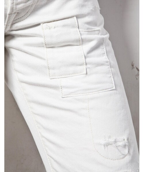 MR.OLIVE(ミスターオリーブ)の「MR.OLIVE SUPIMA WHITE SALVAGE DENIM / POUCH WORK REMAKE TAPERED SLIM JEANS(パンツ・メンズ・ホワイト・29in/30in/31in/32in)」の8枚目の写真