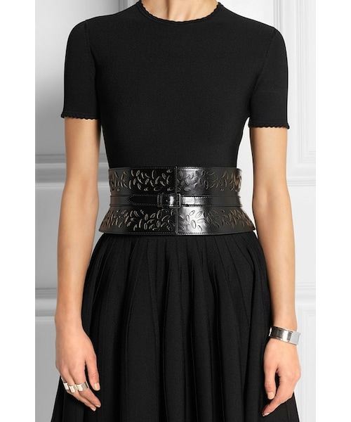 新品 ALAIA アライア　レザー　ベルト　80 フラワー　黒 アライア ALAIA BELT 新品 ALAIA アライア レザー ベルト 80