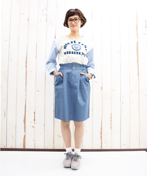 Hamble by Par Avion（ハンブルバイパラビオン）の「ツイルタックスカート（スカート・レディース・ベージュ/イエロー/ブルー/オフホワイト・ワンサイズ）」の12枚目の写真