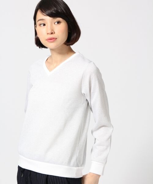 LEPSIM(レプシィム)の「ラメウラケVネックプルオーバーLS(トップス・レディース・オフ/ブラック/トップグレー・M/L)」の1枚目の写真
