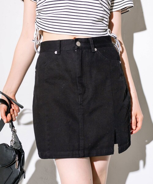 OLIVE des OLIVE（オリーブデオリーブ）の「スリットデニムミニ
