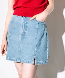 【オリーブ デ オリーブ】レディース デニム ミニ 巻きスカート フリーサイズ スリットデニムミニスカート | OLIVE des OLIVE(オリーブ デ