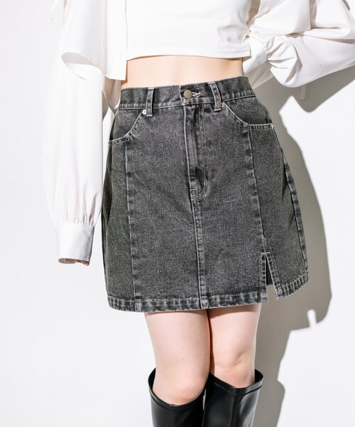 OLIVE des OLIVE（オリーブデオリーブ）の「スリットデニムミニ