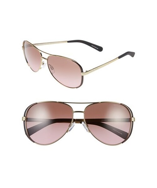 MICHAEL KORS（マイケルコース）の「Michael Kors Collection 59mm Aviator Sunglasses（サングラス・レディース・Gold/ Brown/ Pink/Gunmetal/ Black/ Grey Gradient/Rose Gold/ Gold Flash）」の3枚目の写真