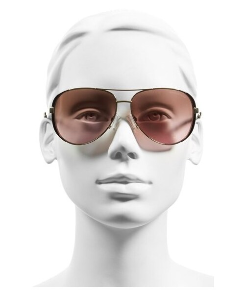 MICHAEL KORS（マイケルコース）の「Michael Kors Collection 59mm Aviator Sunglasses（サングラス・レディース・Gold/ Brown/ Pink/Gunmetal/ Black/ Grey Gradient/Rose Gold/ Gold Flash）」の2枚目の写真
