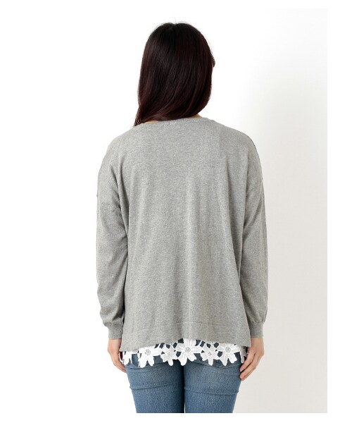 earth music&ecology(アースミュージックアンドエコロジー)の「【SET ITEM】ニットプルオーバー裾レースタンクセット(ニット・セーター・レディース・アイボリー/杢ライトグレー/グレーベージュ/ネイビー・F)」の3枚目の写真