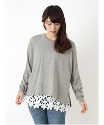 earth music&ecology | 【SET ITEM】ニットプルオーバー裾レースタンクセット(トップス)