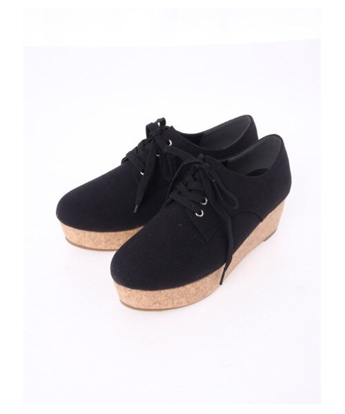 earth music&ecology（アースミュージックアンドエコロジー）の「レースアップ厚底キャンバスシューズ（パンプス・レディース・アイボリー/ブラック/ライトイエロー・22.5cm/23cm/23.5cm/24cm/24.5cm）」の10枚目の写真