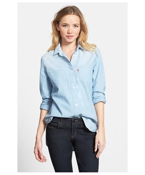 Levi's（リーバイス）の「Levi's® 'Workwear Boyfriend' Chambray Shirt（Tシャツ/カットソー・レディース・Authentic Chambray Blue・Juniors Small/Juniors X-Small/Juniors Medium/Juniors Large）」の3枚目の写真