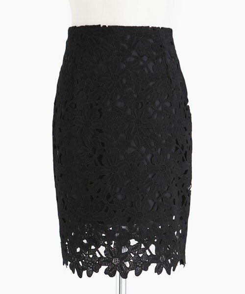 DHOLIC（ディーホリック）の「フラワーレースHラインミディスカート（スカート・レディース・ディープスカイブルー/ブラック/ベージュ/ホワイト・S/M）」の2枚目の写真