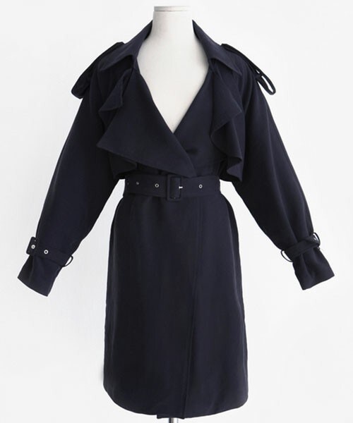 DHOLIC（ディーホリック）の「ダブルラペルハーフトレンチコート（トレンチコート・レディース・レモン/ホワイトアイボリー/ピンクベージュ/ネイビー・free/ｆree）」の4枚目の写真