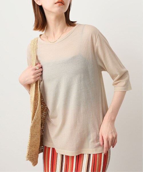 SLOBE IENA(スローブイエナ)の「《予約》シアー天竺5分袖Tシャツ(その他・ナチュラル/フリー)」の1枚目の写真