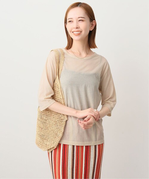 SLOBE IENA(スローブイエナ)の「《予約》シアー天竺5分袖Tシャツ(その他・ナチュラル/フリー)」の8枚目の写真