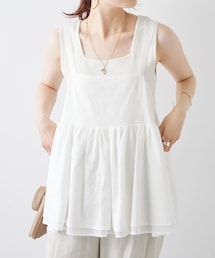 PUAL CE CIN | コットンリネンギャザーキャミソールブラウス(キャミソール)