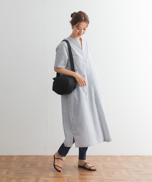 URBAN RESEARCH DOORS（アーバンリサーチドアーズ）の「ストライプ5分袖シャツワンピース（ワンピース/ドレス・レディース・BEIGE/BLACK/BLUE・M）」の14枚目の写真