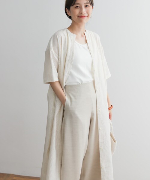 URBAN RESEARCH DOORS（アーバンリサーチドアーズ）の「ストライプ5分袖シャツワンピース（ワンピース/ドレス・レディース・BEIGE/BLACK/BLUE・M）」の22枚目の写真