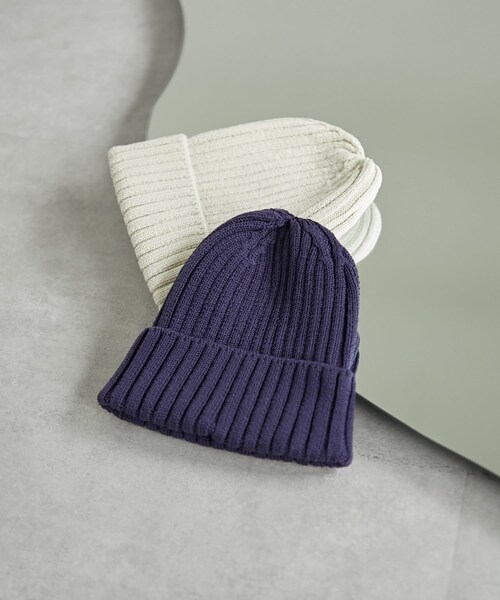 COLLAGE GALLARDAGALANTE（コラージュガリャルダガランテ）の「【PAPILLONNER/パピヨネ】リブニット帽（ニットキャップ/ビーニー・レディース・サンドベージュ/ネイビー・FREE）」の2枚目の写真
