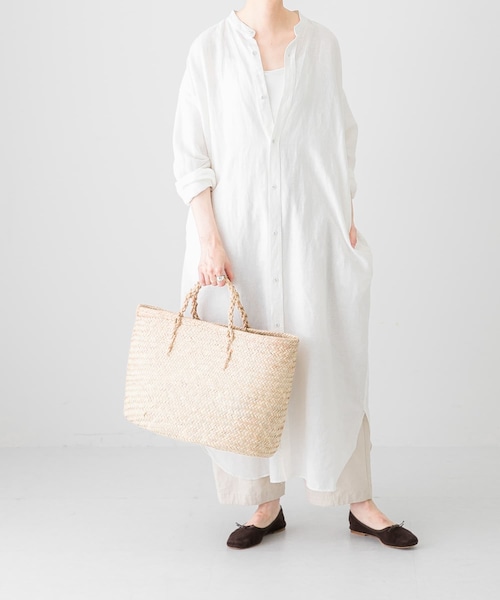 kagure　かぐれ コットンリネンバンドカラーシャツワンピース かぐれ（カグレ）の「コットンリネンシャツワンピース（）」 - WEAR
